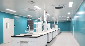 Modern laboratory with turquoise walls