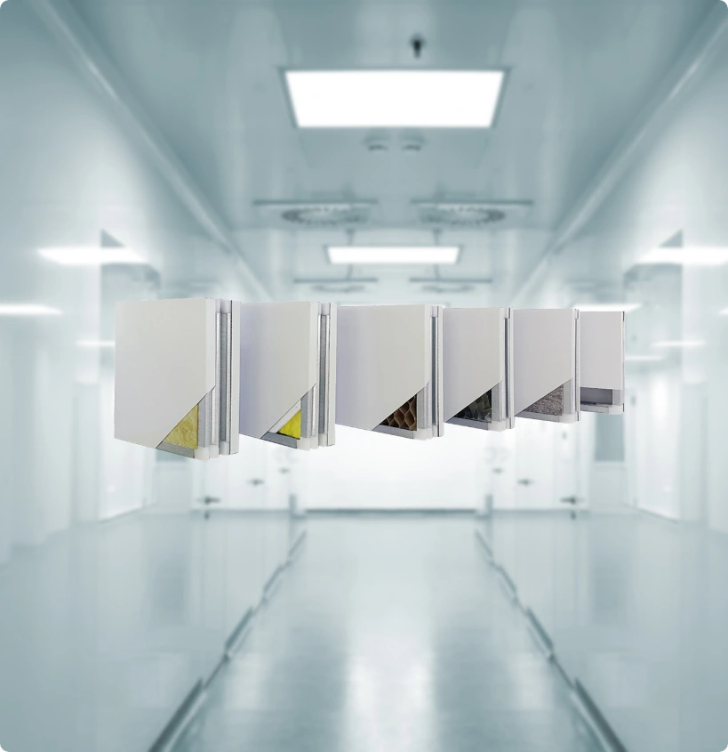Cleanroom panels displayed inside a manufacturing environment